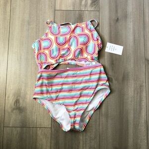 Hobie Rainbows Striped Pink One Piece Swimsuit 10